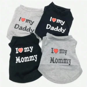 Pet Dog Vest T-Shirt I Love My Daddy Mommy Vest Gift Costume Clothes for Small Puppy Cat Kitten Yorkshire Chihuahua Poodle