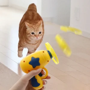 Funny Cat Toy Interactive Launch Pet Training Toy For Kitten Mini Flying Disc Shooting Gun Chasing Games Cat Toys Pet Supplies