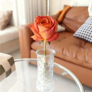 1pc Burnt Edge Roses, Red Artificial Flowers for Home Decor, Ideal for Christmas, Valentine'S Day, National Grandparents Day